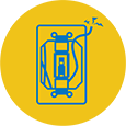 Broken wire in fuse panel line drawing icon